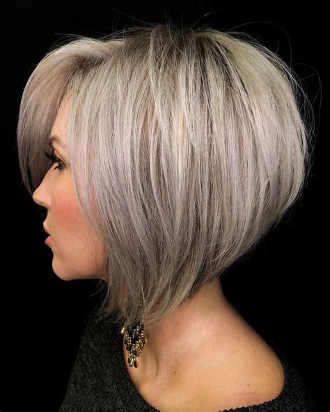 short stacked bob haircuts|shoulder length stacked bob hairstyles.